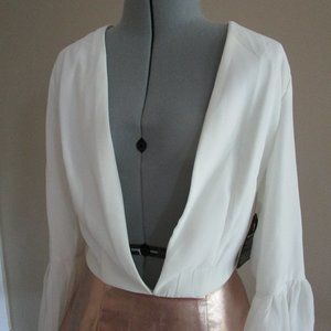 Rare London Plunge Mini Dress w/Vegan Leather skirt